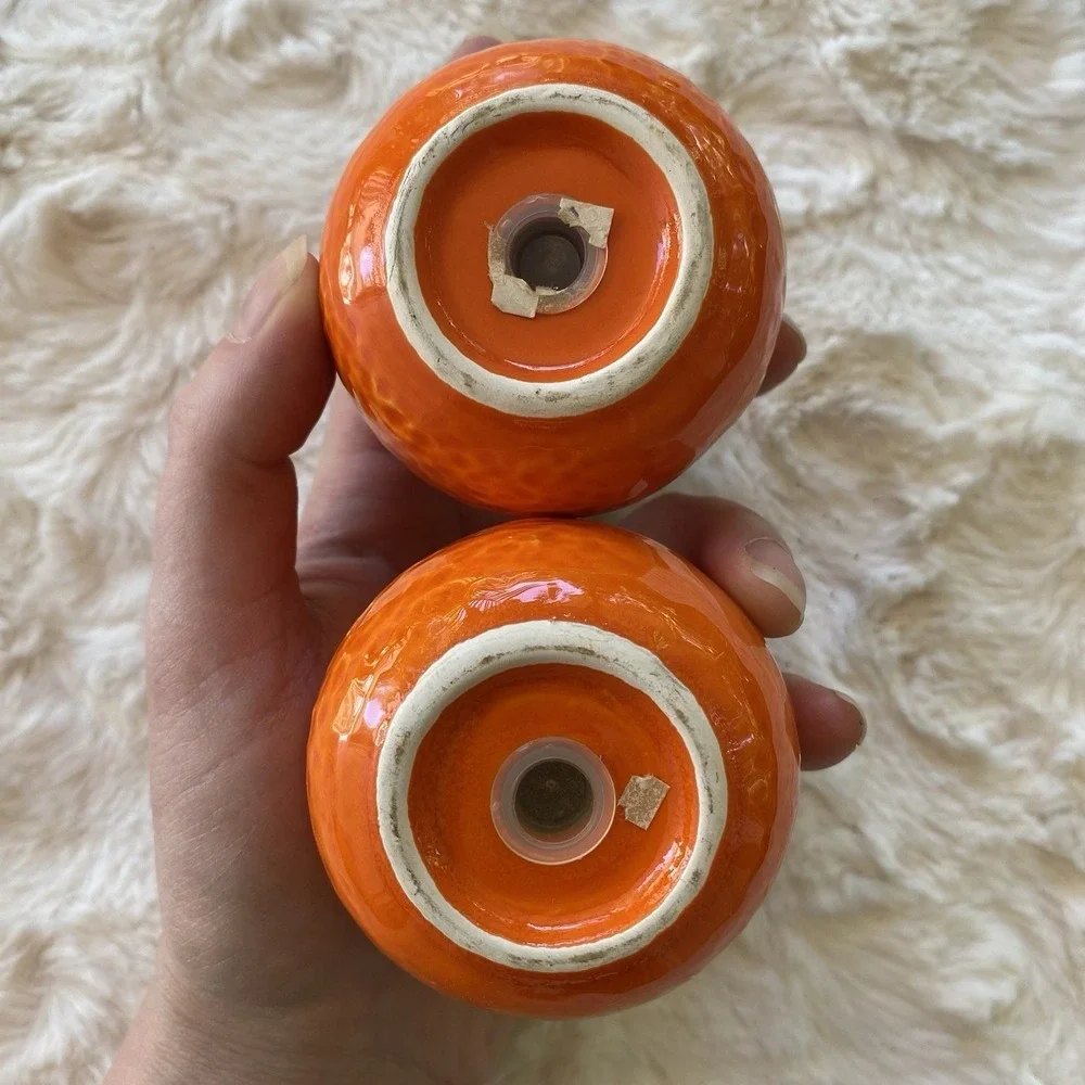 Vintage Orange Salt And Pepper Shakers Set Ceramic Retro Fruit Kitchen Cute